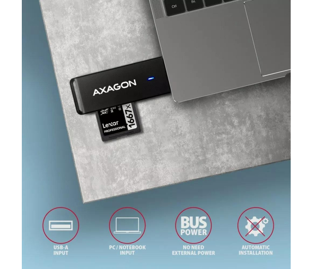 Axagon CRE-S2N, USB-A 3.2 SUPERSPEED 2-slot & lun SD/microSD, UHS-I - 1353403 - zdjęcie 2